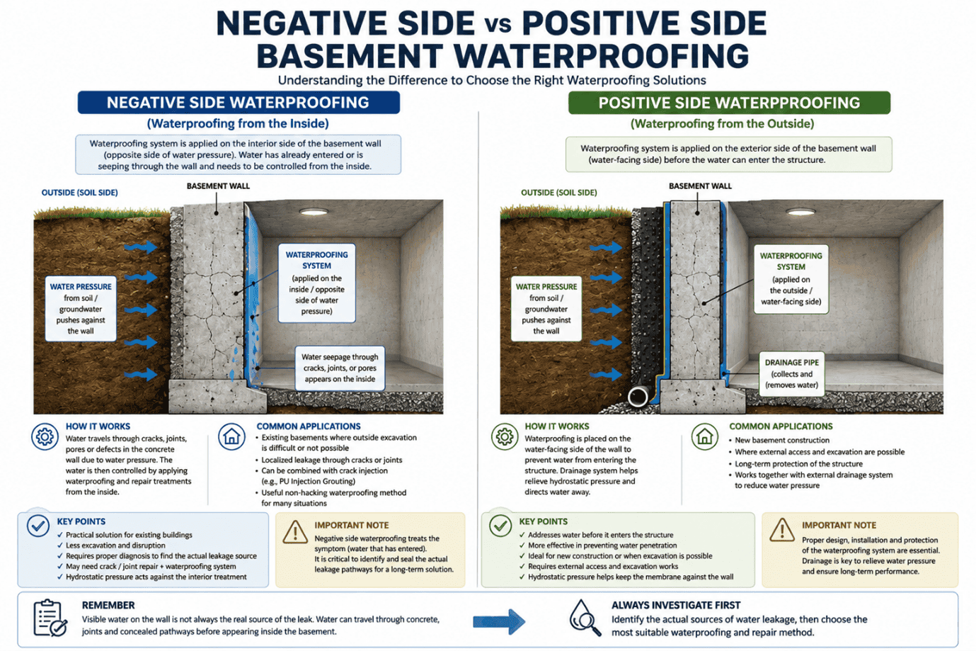Negative Side Vs Positive Side Basement Waterproofing Negative Side Vs Positive Side Basement Waterproofing