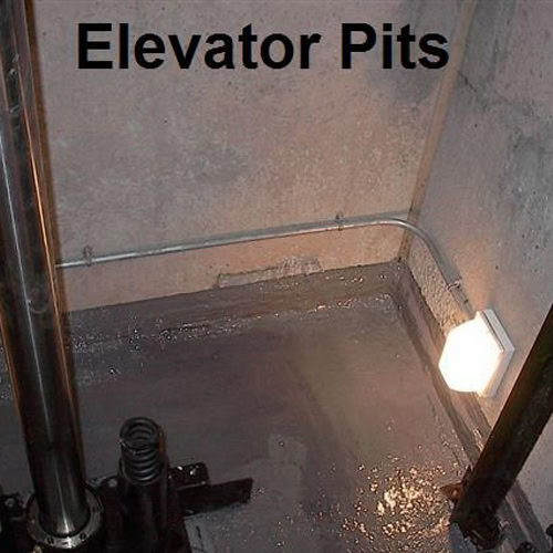 Elevator pits waterproofing
